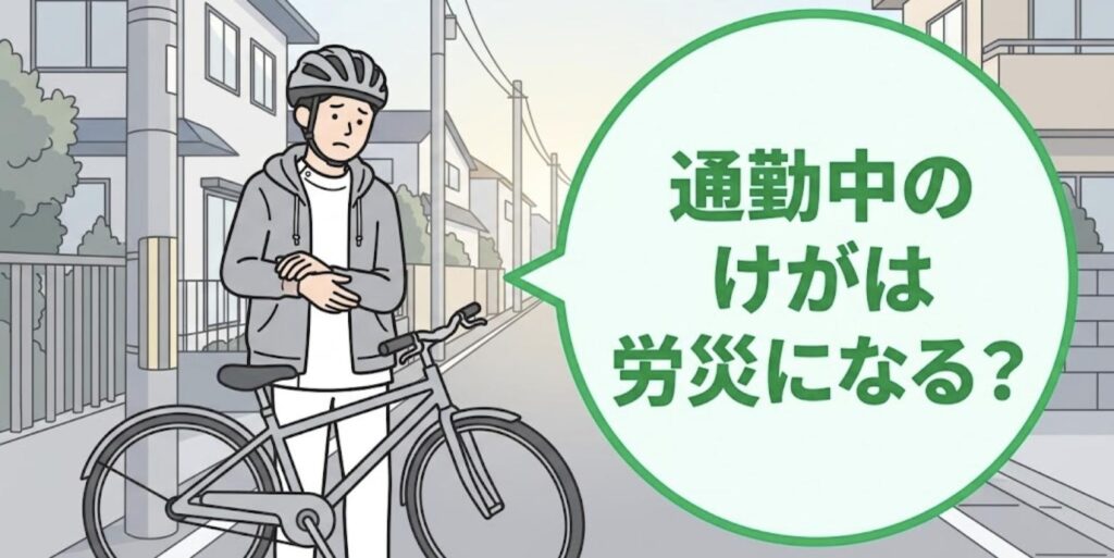 自転車のそばで手首を押さえる男性柔道整復師のイラスト