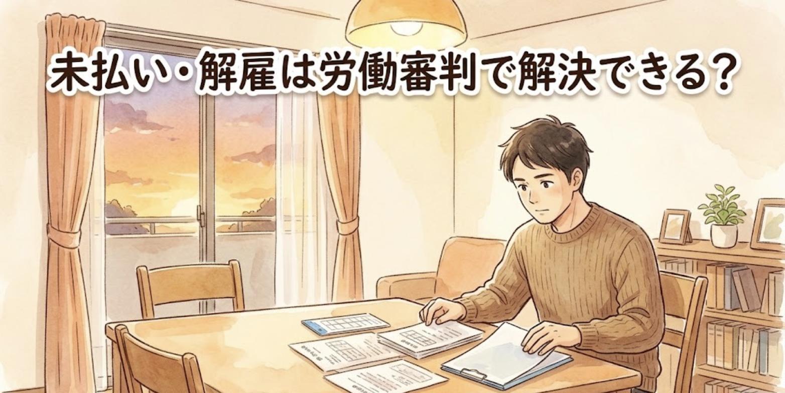 自宅のテーブルで給与明細などの書類を整理する男性柔道整復師のイラスト